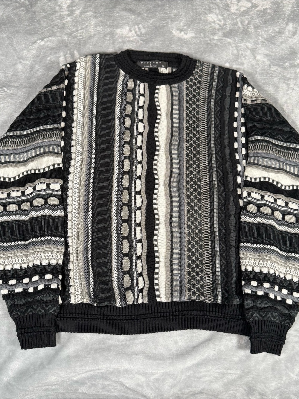 Vintage Protege Textured 3D Knit Sweater Mens M Acrylic Made In USA 90s